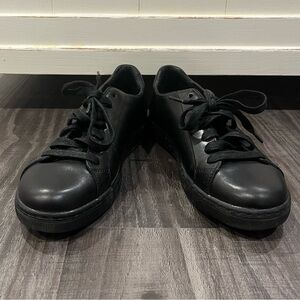 Geox Respira Black Leather Sneakers Womens EU 39 Comfort Walking Shoes